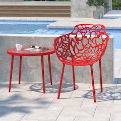 Devon Tree Design Glass Top Aluminum Base Indoor Outdoor End Table