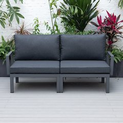 Hamilton Aluminum Patio Armchairs With Cushions Set of 2 in Black