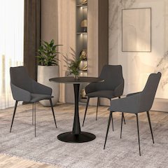 Leisyremod Bristol 27" Round Dining Table Black base with Black top