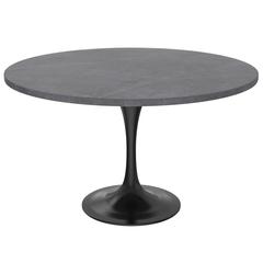 Verve Collection 48 Round Dining Table, Black Base with Sintered Stone Grey Top