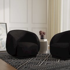 Faze Collection Modern Single Seater Sofa in Black Velvet