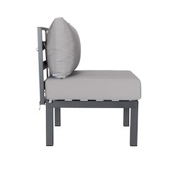 Chelsea 7-Piece Patio Sectional And Fire Pit Table Black Aluminum With Cushions