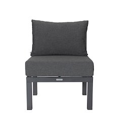 Chelsea 7-Piece Patio Sectional And Fire Pit Table Black Aluminum With Cushions