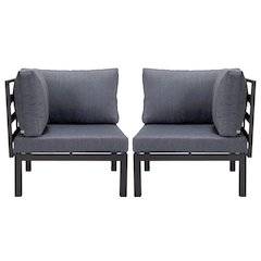 Hamilton Aluminum Patio 2-Piece Corner Seat With Cushions in Charcoal Blue