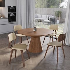5-Piece Dining Set in Walnut/Cream