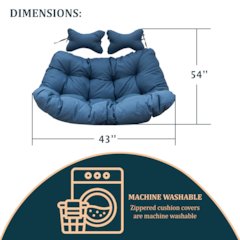 Wicker 2 Person Double Folding Hanging Egg Swing Cushion