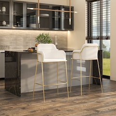 Axis Collection Modern Gold Bar height Chair in White