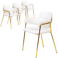 Axis Collection Modern Gold Dining Chair in White - Set of 4