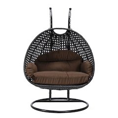 Mendoza Charcoal Wicker Hanging 2 person Egg Swing Chair