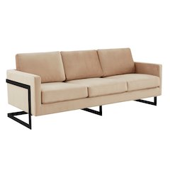 Lincoln Beige Velvet Sofa With Black Frame