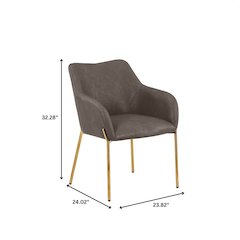 Zaire Collection Modern Dining Chair, Gold Legs and CHarcoal Fabric