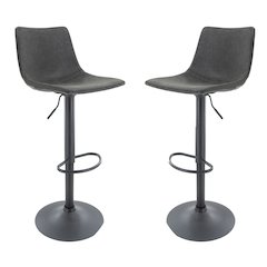 Tilbury Modern Adjustable Bar Stool in Charcoal Black