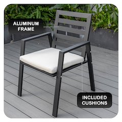 Chelsea Modern Patio Dining Armchair in Aluminum with Removable Cushions