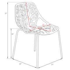Modern Asbury Dining Chair w/ Chromed Legs, Set of 2