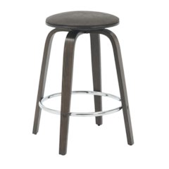 Wooden Counter Stool Pelya Collection Modern Style Walnut Glazed color in Brown