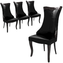 Novara Collection Modern Wooden Dining Chair in Black Set of 4