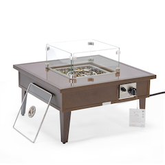 Walbrooke Outdoor Patio Aluminum Square Fire Pit Side Table