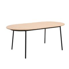 71" Oval Dining Table with MDF Top and Black Steel Legs