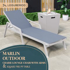 Marlin Modern White Aluminum Outdoor Patio Chaise Lounge Chair