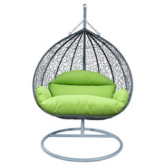 Recluse Collection Modern Outdoor Swing Chair Grey Frame Light Green Cushion