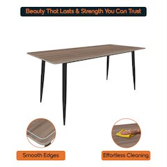 Zayle 55" Rectangle Sintered Stone Dining Table in Red Oak with Black Base