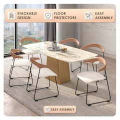 Lyra Collection Modern Chair in Natural Wood back and White Seat