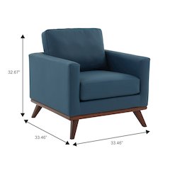 Chester Modern Leather Accent Arm Chair With Birch Wood Base