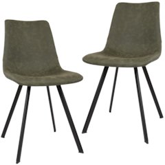 Markley Modern Leather Dining Chair With Metal Legs Set of 2