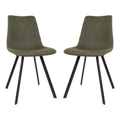Markley Modern Leather Dining Chair With Metal Legs Set of 2