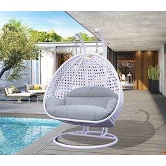 White Wicker Hanging 2 person Egg Swing Chair