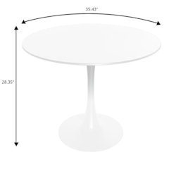 5-Piece Dining Set Round White MDF Dining Table