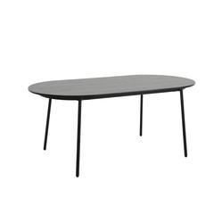 71" Oval Dining Table with MDF Top and Black Steel Legs