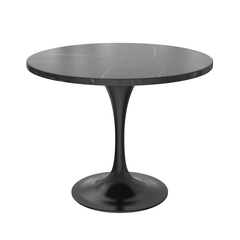 Verve 36 Round Dining Table, Black Base with Sintered Stone Black Top
