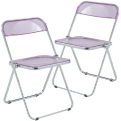 Lawrence Acrylic Folding Chair With Metal Frame, Set of 2