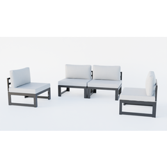 Chelsea 4-Piece Middle Patio Chairs Black Aluminum With Cushions