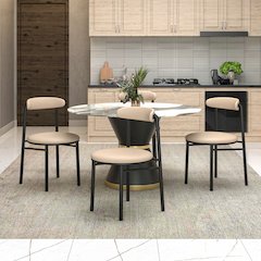 Lume Collection Modern Dining Chair in Dark Taupe Set of 4