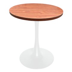 Bristol Dining table, White Base with 27" Round Cognac Brown MDF top