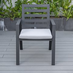 Chelsea Aluminum Outdoor Dining Table With 6 Chairs and Light Grey Cushions