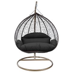 Recluse Collection Modern Outdoor Swing Chair Brown Frame with Black Cushion