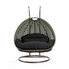 Beige Wicker Hanging 2 person Egg Swing Chair