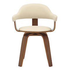 Modern Wooden Dining Chair, Walnut Color Frame in Cream