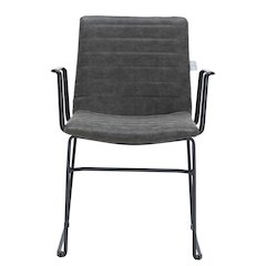 Zylar Series Office Guest Arm Chair in Charcoal Leather