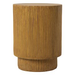 Eden Collection Fiberglass Outdoor Side Table in Wood Brown