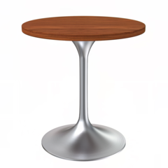 Verve 27" Round Dining Table, Brushed Chrome Base with Cognac Brown MDF Top