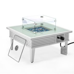 Walbrooke Outdoor Patio Aluminum Square Slats Design Fire Pit Side Table