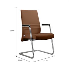 Aleen Series Guest Office Chair In Dark Brown Leather
