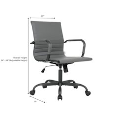 Harris Leather Home Office Chair in Grey With Black Frame