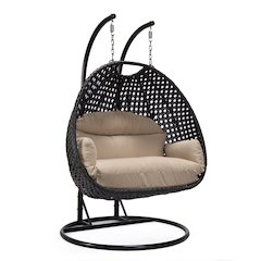 Mendoza Charcoal Wicker Hanging 2 person Egg Swing Chair