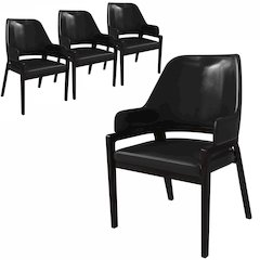 Ethora Collection Modern Wooden Dining Chair in Black Set of 4