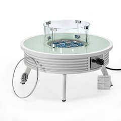 Walbrooke Outdoor Patio Aluminum Round Slats Design Fire Pit Side Table